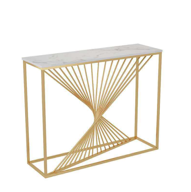 140cm Aiden White and Gold Ceramic Console Table/shimmering antique gold coloured legs