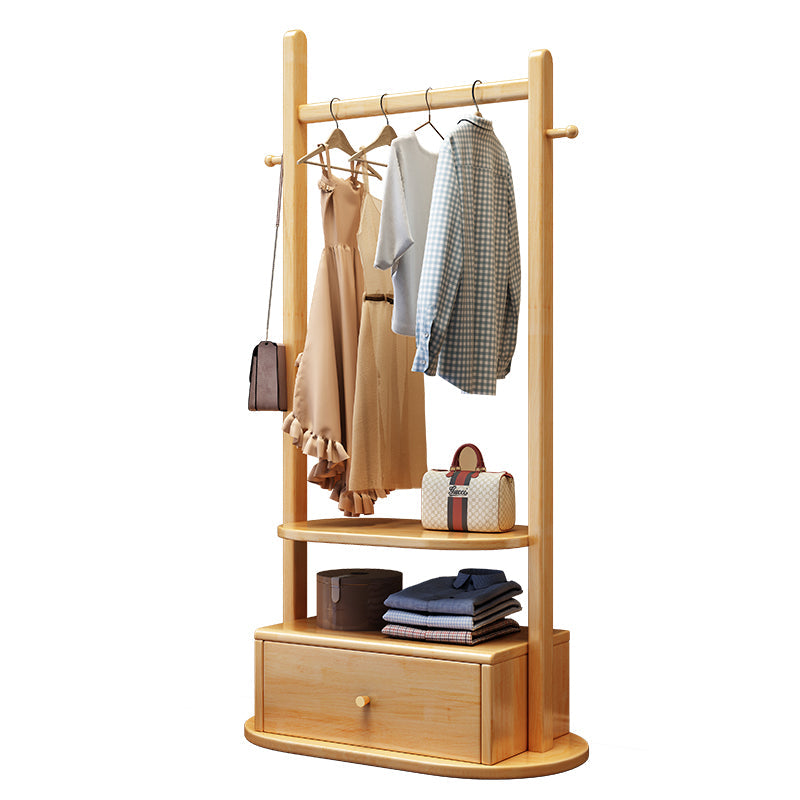 Solid Wood Coat Rack With Drawer/Entrance Hanger