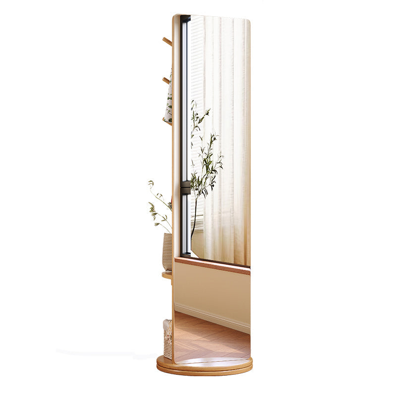 Full Length Floor Mirror with Hangers and Shelf/Body Mirrors/Large Mirror/Natural