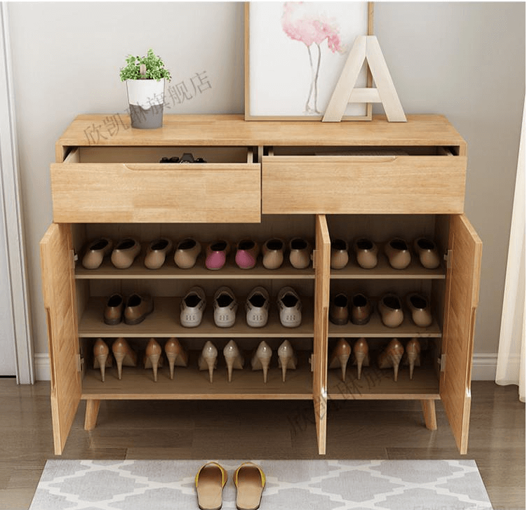 Solid Wood Shoe Cabinet/Shoe Storage/Rubberwood& MDF