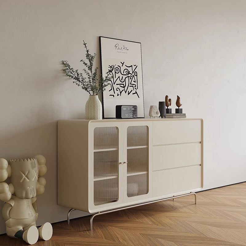 Tremo Glass Door Buffet Sideboard Cabinet/Sideboard/Solid Timber/White