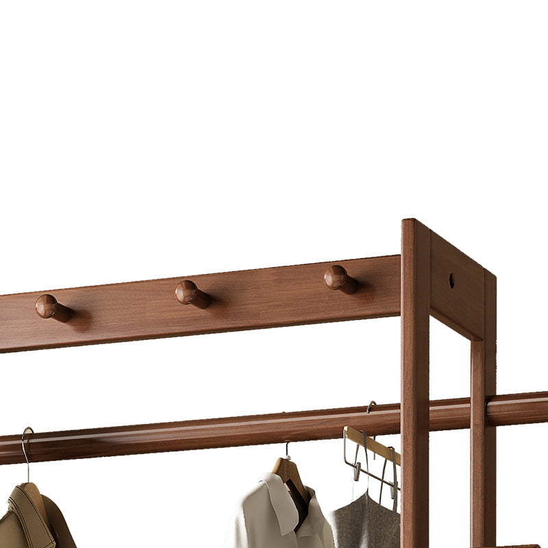 Walnut Coloured Hanger with Drawers/Hook Coat Rack