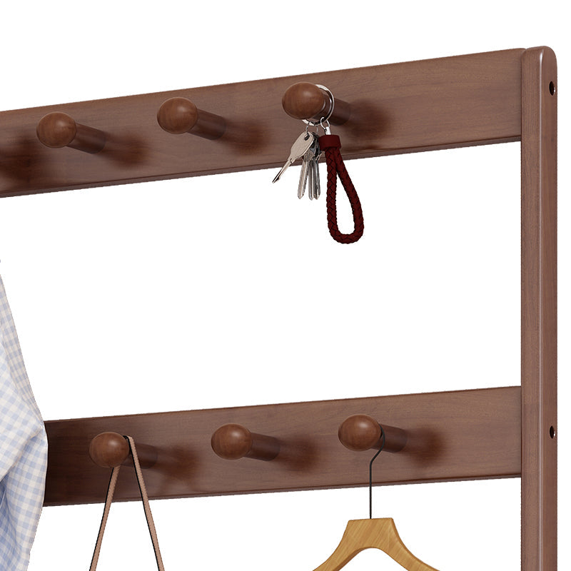 Walnut Solidwood Coat Rack With Shoe Bench/Entrance Hanger