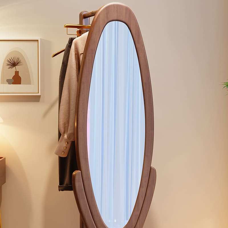 Full Length Floor Mirror with Hanger/Body Mirror/Large Mirror/Walnut