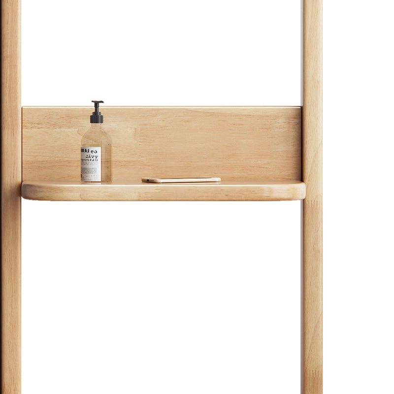 Natural Wood Shoe Bench Coat Rack With Mirror/Entrance Hanger