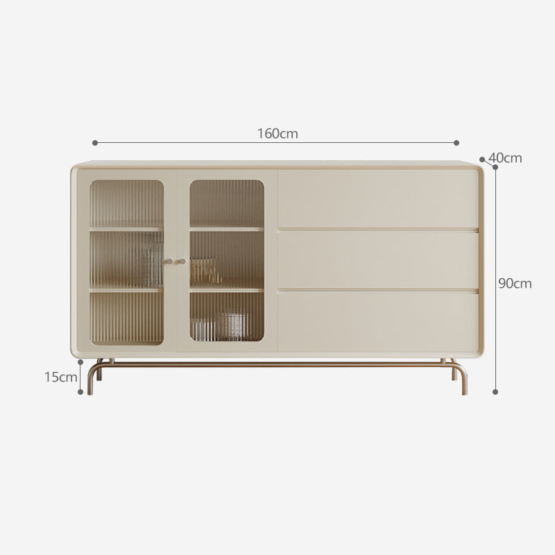 Tremo Glass Door Buffet Sideboard Cabinet/Sideboard/Solid Timber/White