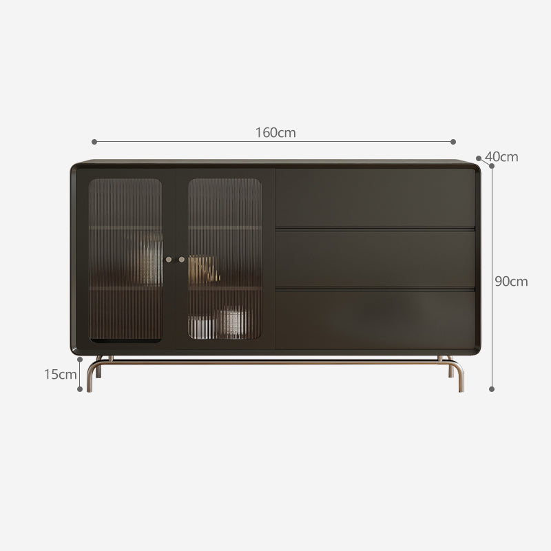 Tremo Glass Door Buffet Sideboard Cabinet/Sideboard/Solid Timber/Black