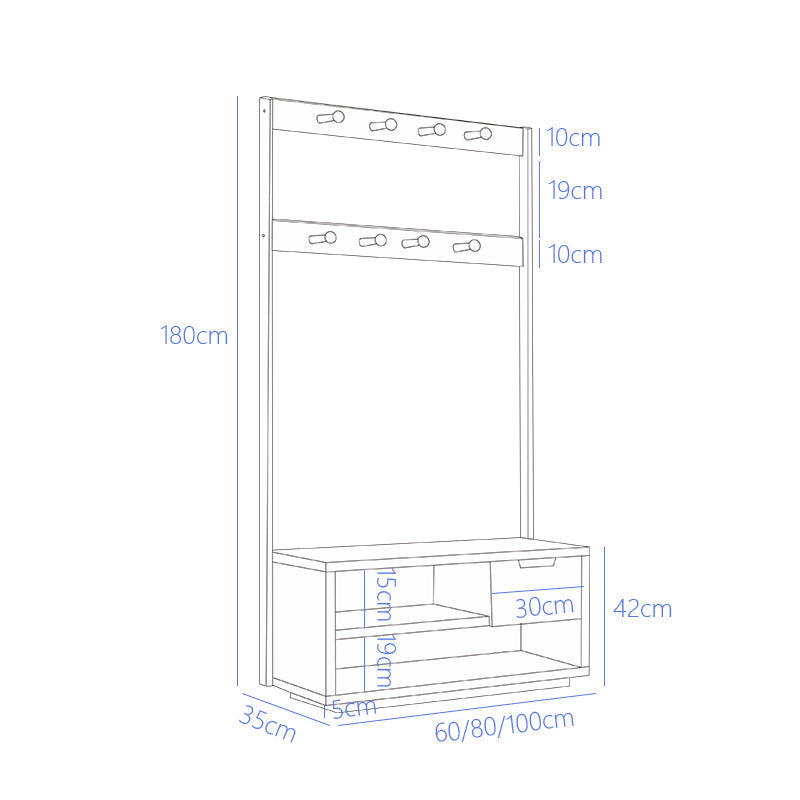 Walnut Solidwood Coat Rack With Shoe Bench/Entrance Hanger