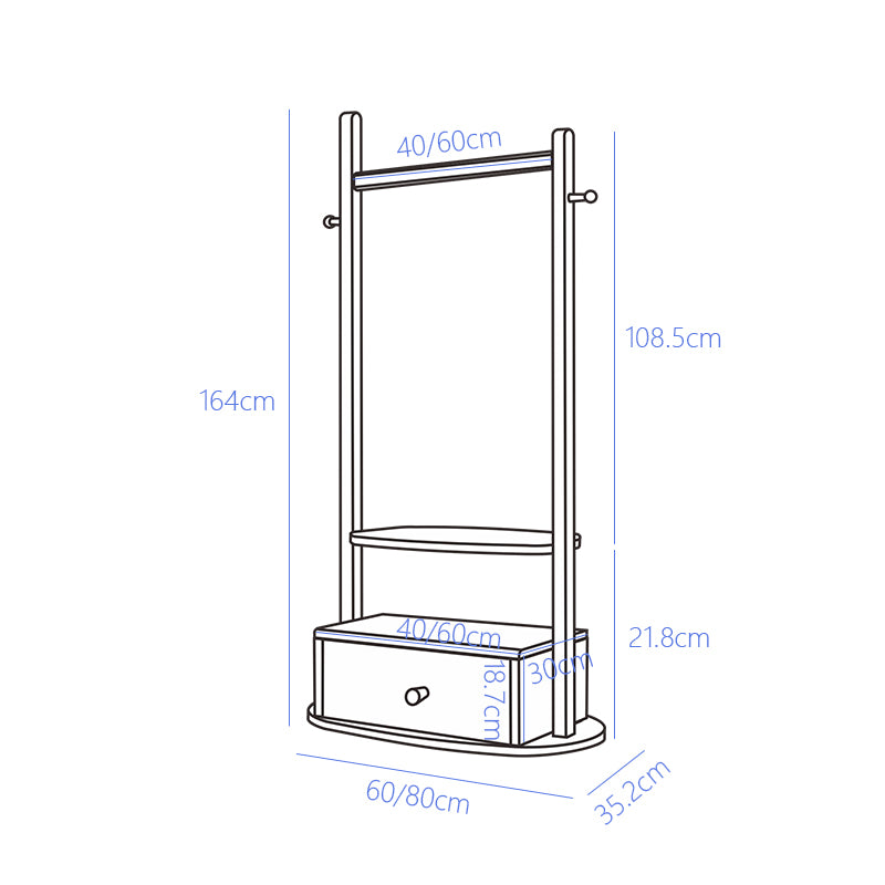 Solid Wood Coat Rack With Drawer/Entrance Hanger